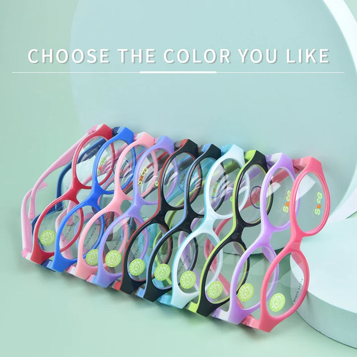 Secg Unisex Children's Full Rim Round Tr 90 Silicone Eyeglasses 19013 Full Rim Secg
