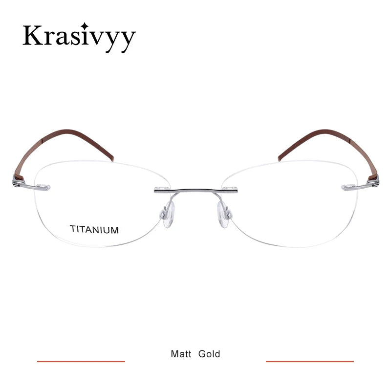 Krasivyy Women's Rimless Oval Screwless Titanium Eyeglasses 315003