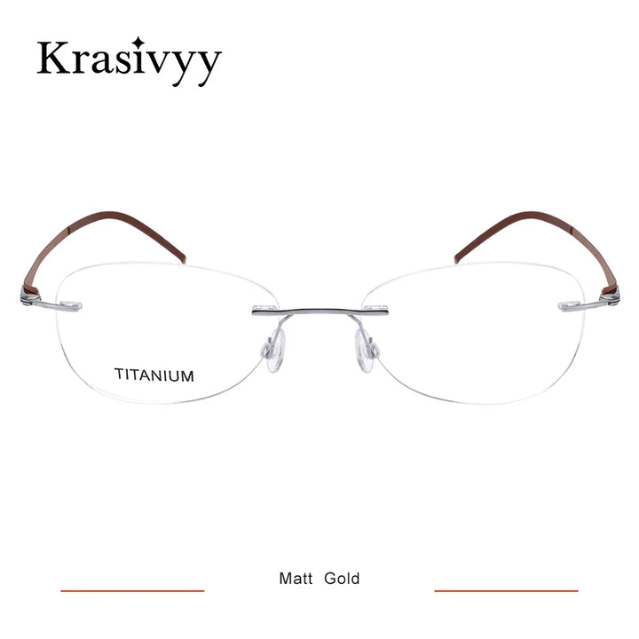 Krasivyy Women's Rimless Oval Screwless Titanium Eyeglasses 315003