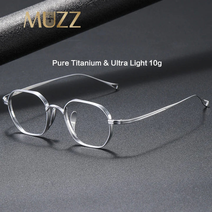 Muzz Women's Full Rim Flat Top Polygon Titanium Eyeglasses 819917