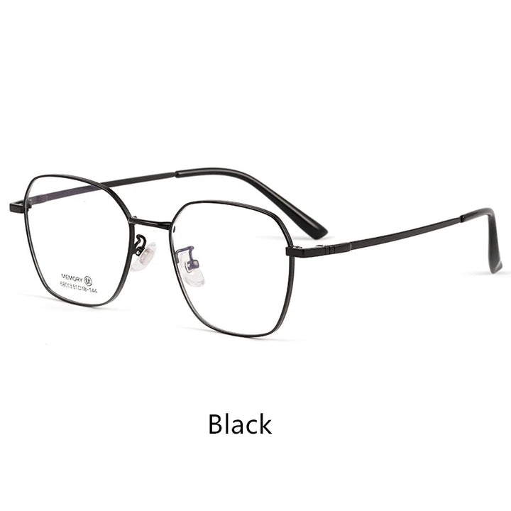 Kocolior Unisex Full Rim Polygon Round Titanium Eyeglasses 58007 Full Rim Kocolior Black  