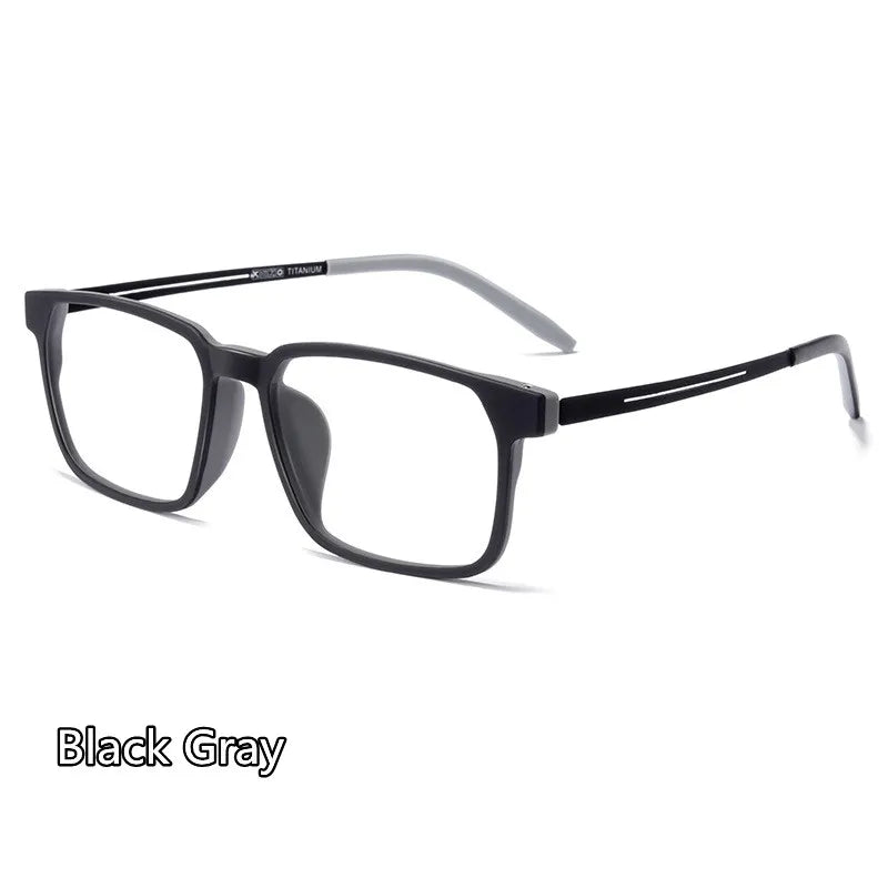 Kocolior Unisex Full Rim Square Tr 90 Titanium Hyperopic Reading Glasses 88781 Reading Glasses Kocolior Black Gray 0