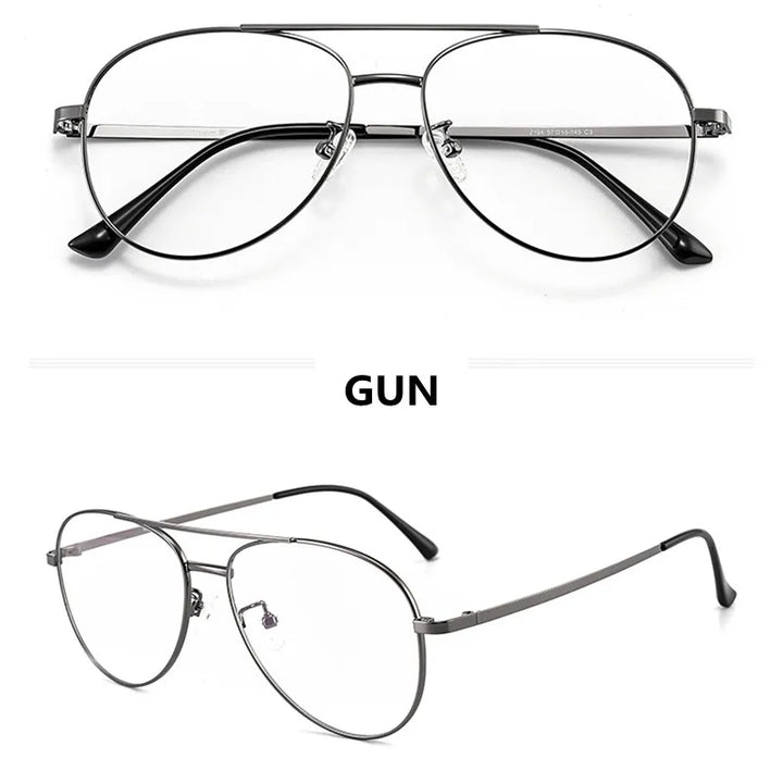Kocolior Unisex Full Rim Large Oval Double Bridge Titanium Eyeglasses 2194 Full Rim Kocolior Gun China