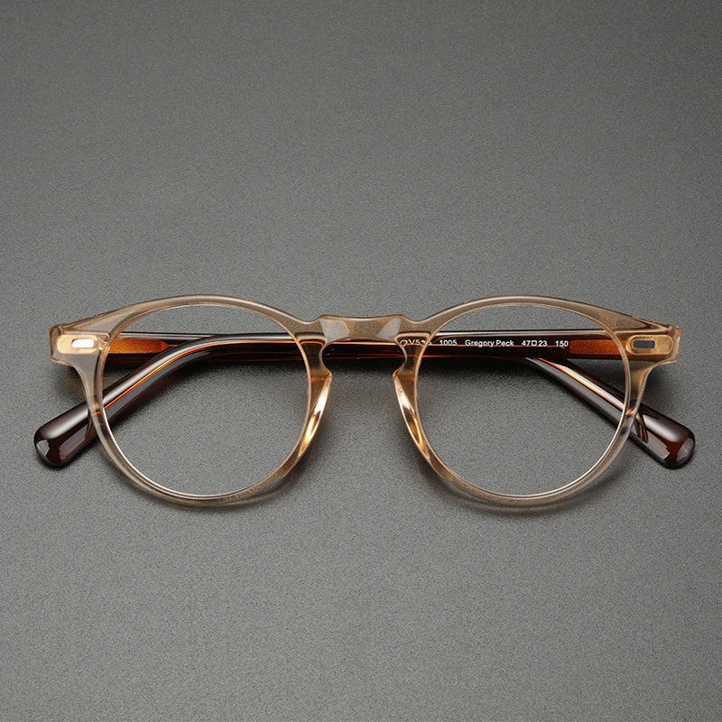 Hewei Unisex Full Rim Round Acetate Eyeglasses 0005 Full Rim Hewei