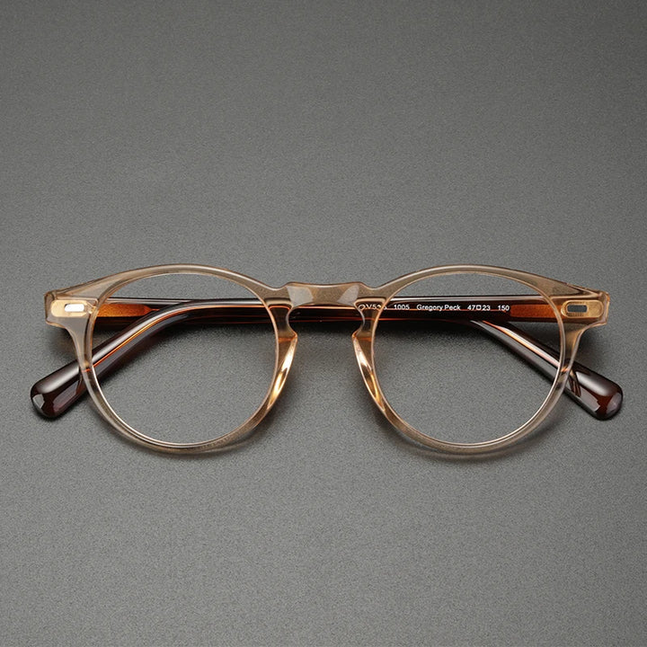 Hewei Unisex Full Rim Round Acetate Eyeglasses 0005 Full Rim Hewei