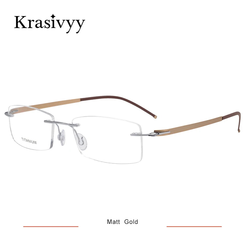 Krasivyy Unisex Rimless Square Oval Titanium Eyeglasses 316028