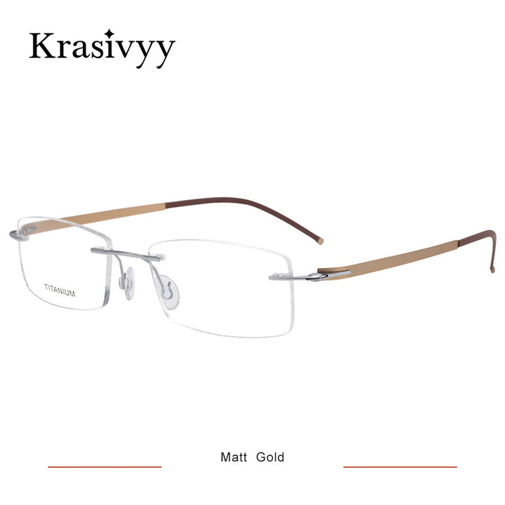 Krasivyy Unisex Rimless Square Oval Titanium Eyeglasses 316028