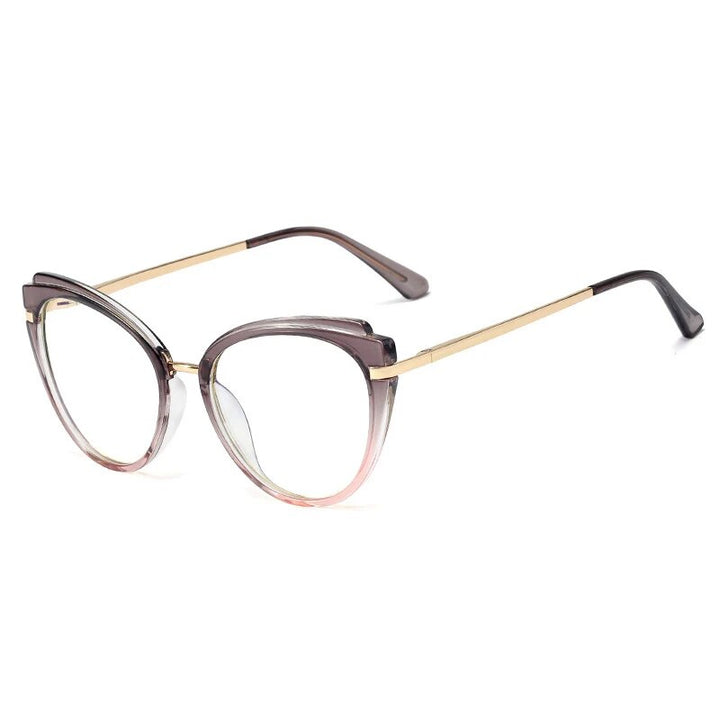 CCspace Unisex Full Rim Cat Eye Tr 90 Titanium Reading Glasses R48270 Reading Glasses CCspace C5Gray-Pink 0