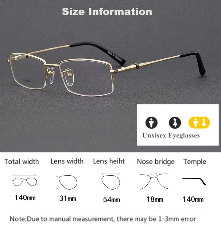Aimee Unisex Semi Rim Square Titanium Eyeglasses 65023