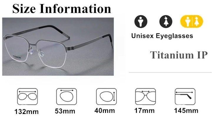 Aimee Unisex Semi Rim Oval Screwless Titanium Eyeglasses 7423 Semi Rim Aimee