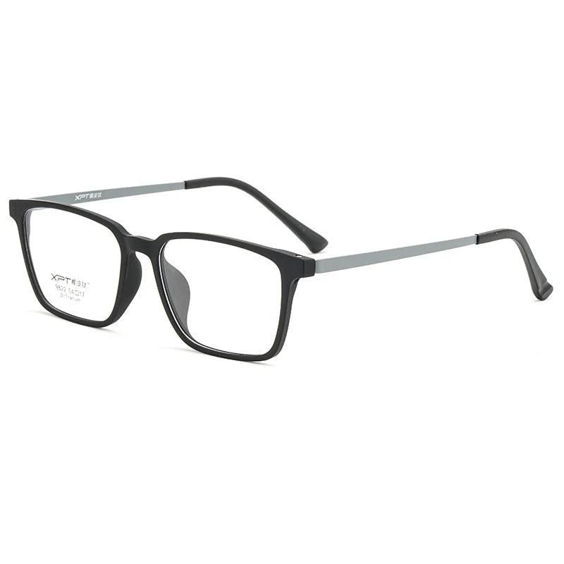 Kocolior Men's Full Rim Large Square Tr 90 Titanium Eyeglasses 9822 Full Rim Kocolior Black Gray