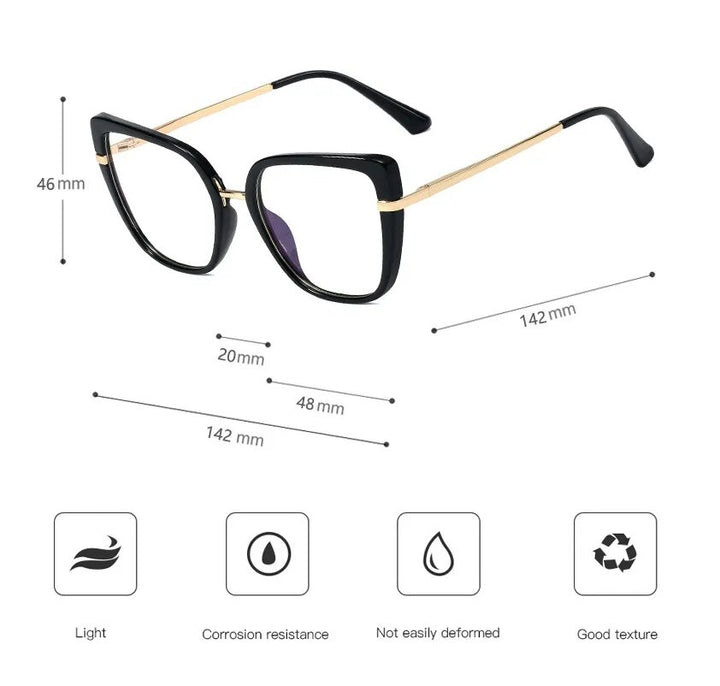 CCspace Women's Full Rim Square Tr 90 Titanium Hyperopic Reading Glasses R48262 Reading Glasses CCspace