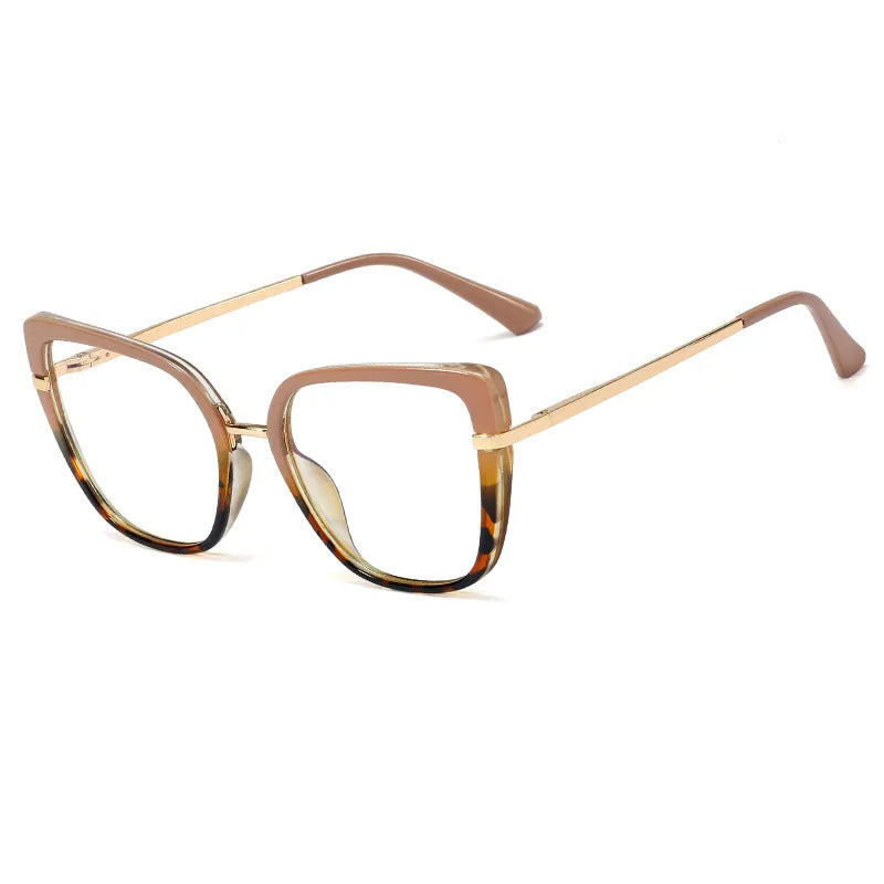 CCspace Women's Full Rim Square Tr 90 Titanium Hyperopic Reading Glasses R48262 Reading Glasses CCspace C4Khaki-Leopard 0