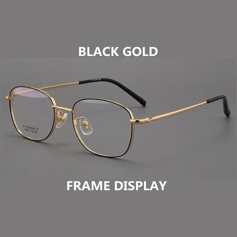 Kocolior Unisex Full Rim Irregular Square Alloy Hyperopic Reading Glasses 80011 Reading Glasses Kocolior Black Gold 0
