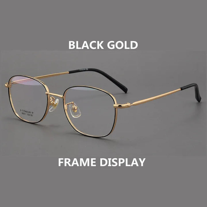 Kocolior Unisex Full Rim Irregular Square Alloy Hyperopic Reading Glasses 80011 Reading Glasses Kocolior Black Gold 0