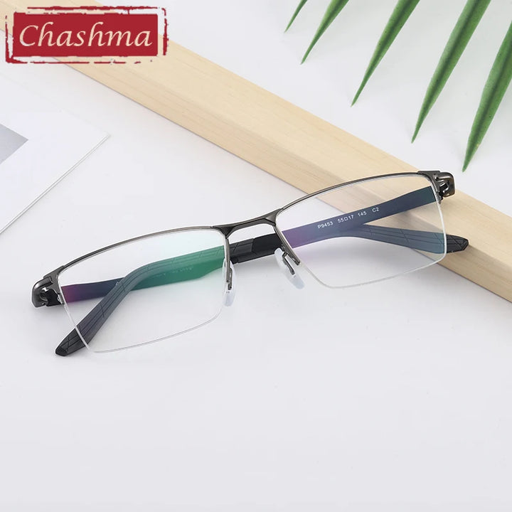 Chashma Ochki Men's Semi Rim Square Alloy Eyeglasses 49453 Semi Rim Chashma Ochki