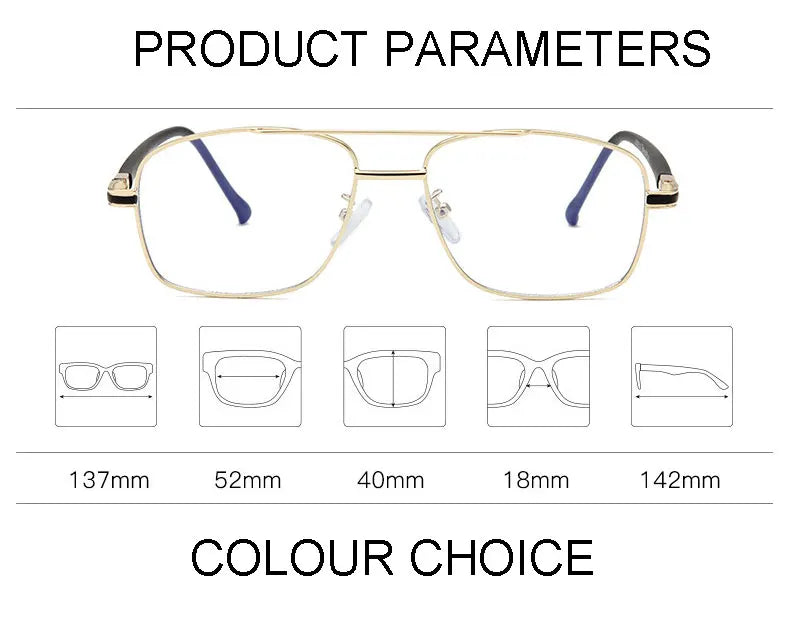 Hotochki Women's Full Rim Square Double Bridge Alloy Eyeglasses 202259