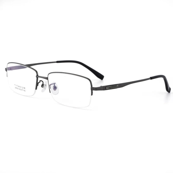 Bclear Men's Semi Rim Square Titanium Eyeglasses 47818 Semi Rim Bclear GRAY