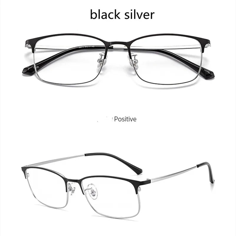 Kocolior Unisex Full Rim Square Alloy Hyperopic Reading Glasses 38010 Reading Glasses Kocolior Black Silver +25