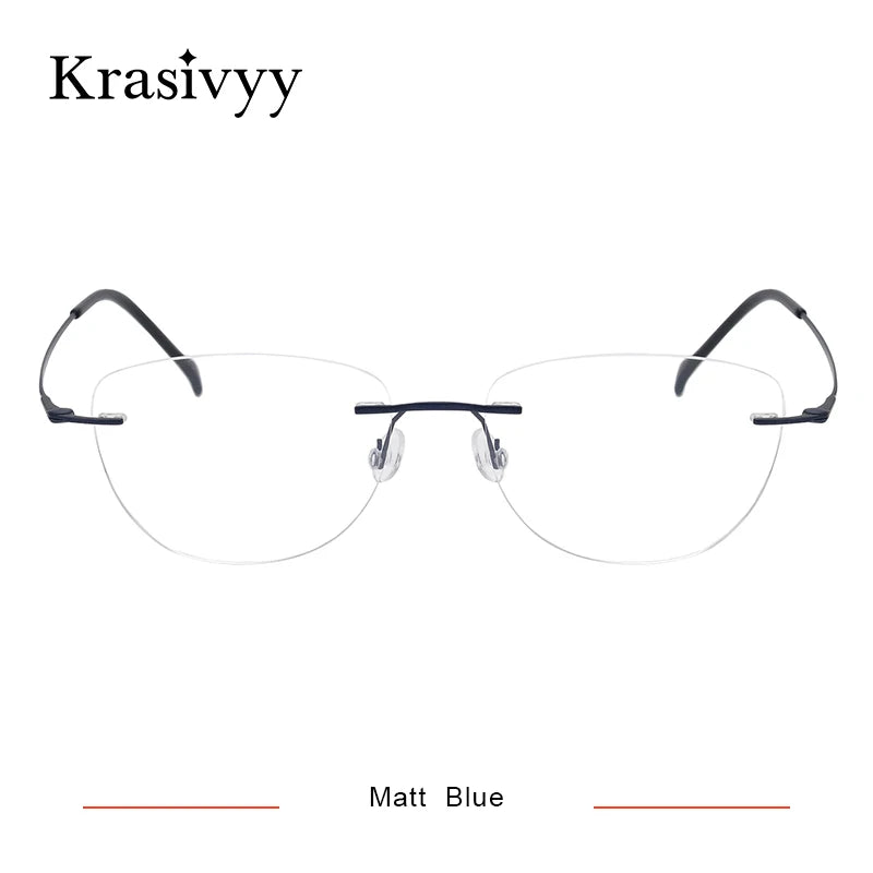 Krasivyy Unisex Rimless Cat Eye Screwless Titanium Eyeglasses 16007