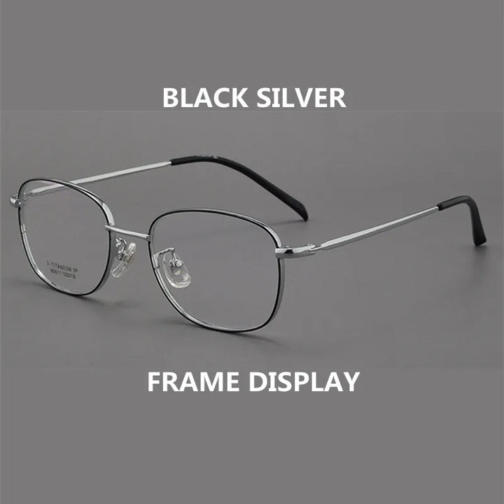Kocolior Unisex Full Rim Irregular Square Alloy Hyperopic Reading Glasses 80011 Reading Glasses Kocolior Black Silver 0