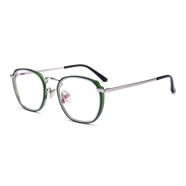 Aimee Unisex Full Rim Polygon Square Acetate Alloy Eyeglasses 54137 Full Rim Aimee green