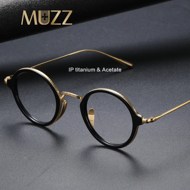 Muzz Women's Full Rim Round Titanium Acetate Eyeglasses 1110 Full Rim Muzz   