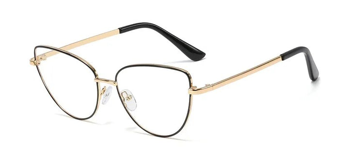 CCspace Women's Full Rim Cat Eye Acetate Alloy Hyperopic Reading Glasses R45969 Reading Glasses CCspace C5 black gold 0