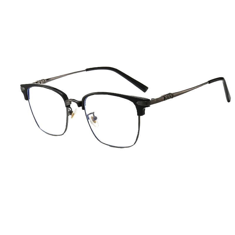 Kocolior Unisex Full Rim Square Acetate Titanium Alloy Eyeglasses 7509 Full Rim Kocolior