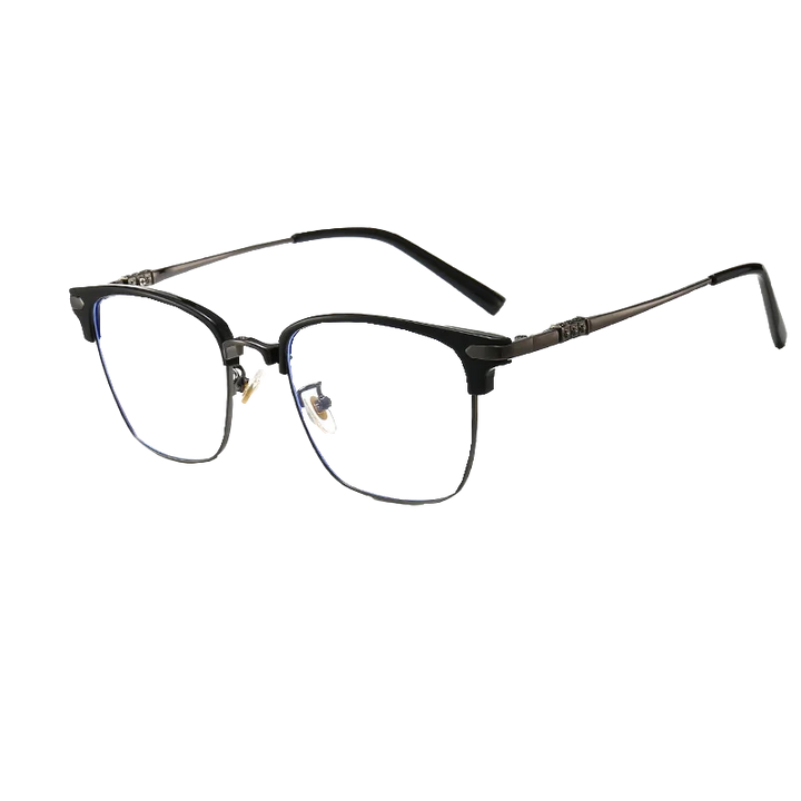 Kocolior Unisex Full Rim Square Acetate Titanium Alloy Eyeglasses 7509 Full Rim Kocolior