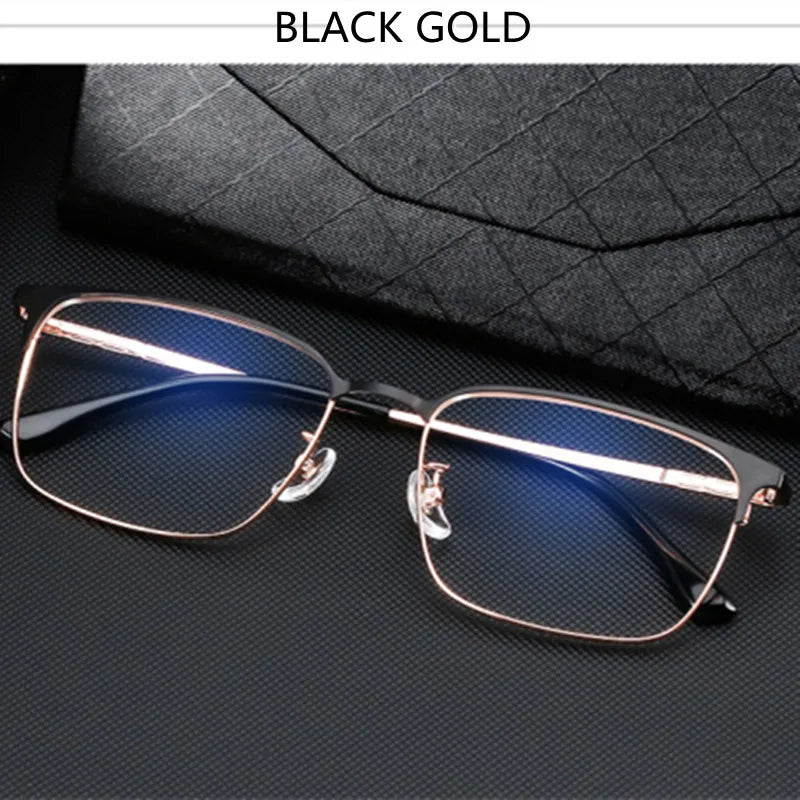 Kocolior Unisex Full Rim Square Titanium Acetate Eyeglasses 38012 Full Rim Kocolior Gold Black China 