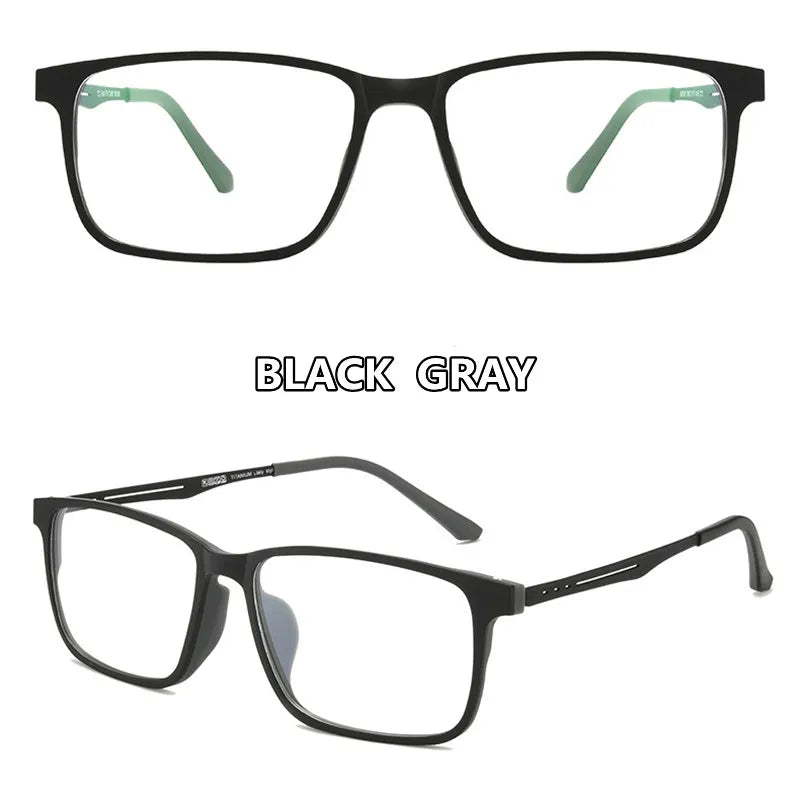 Kocolior Unisex Full Rim Square Tr 90 Titanium Hyperopic Reading Glasses F3003 Reading Glasses Kocolior Black Gray 0