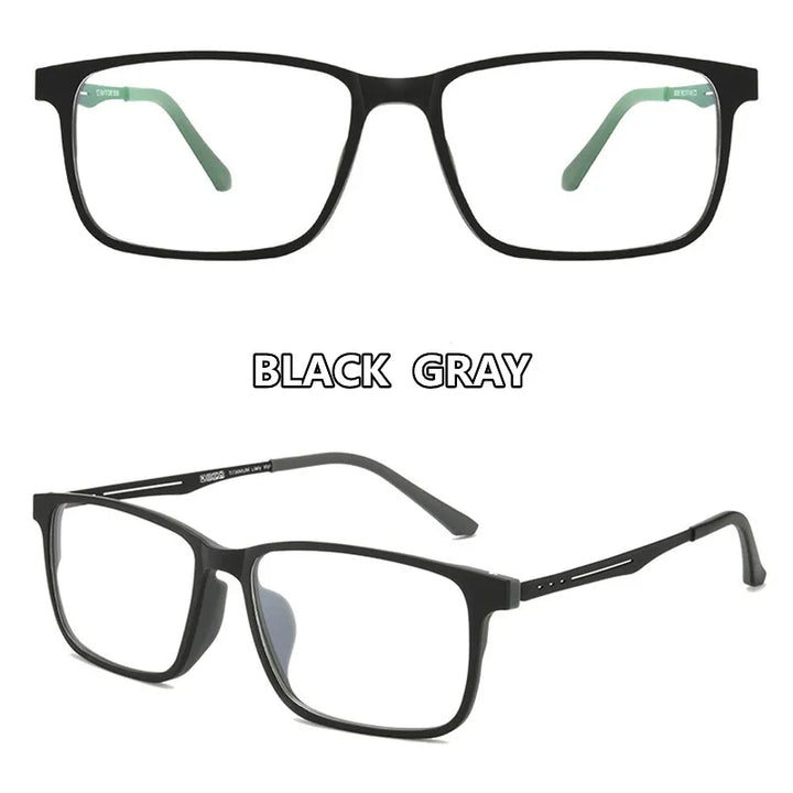 Kocolior Unisex Full Rim Square Tr 90 Titanium Hyperopic Reading Glasses F3003 Reading Glasses Kocolior Black Gray 0