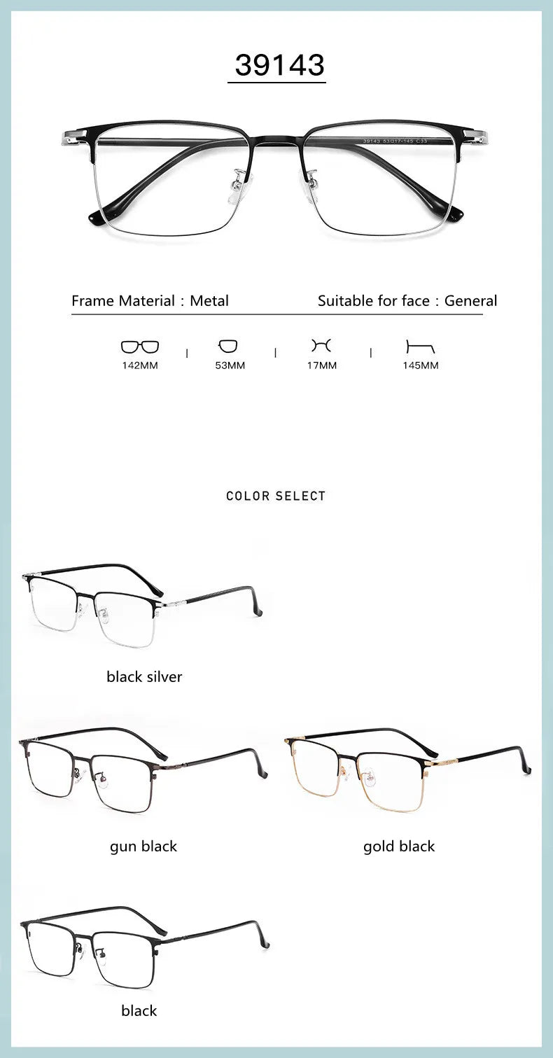 Kocolior Unisex Full Rim Square Alloy Hyperopic Reading Glasses 39143 Reading Glasses Kocolior