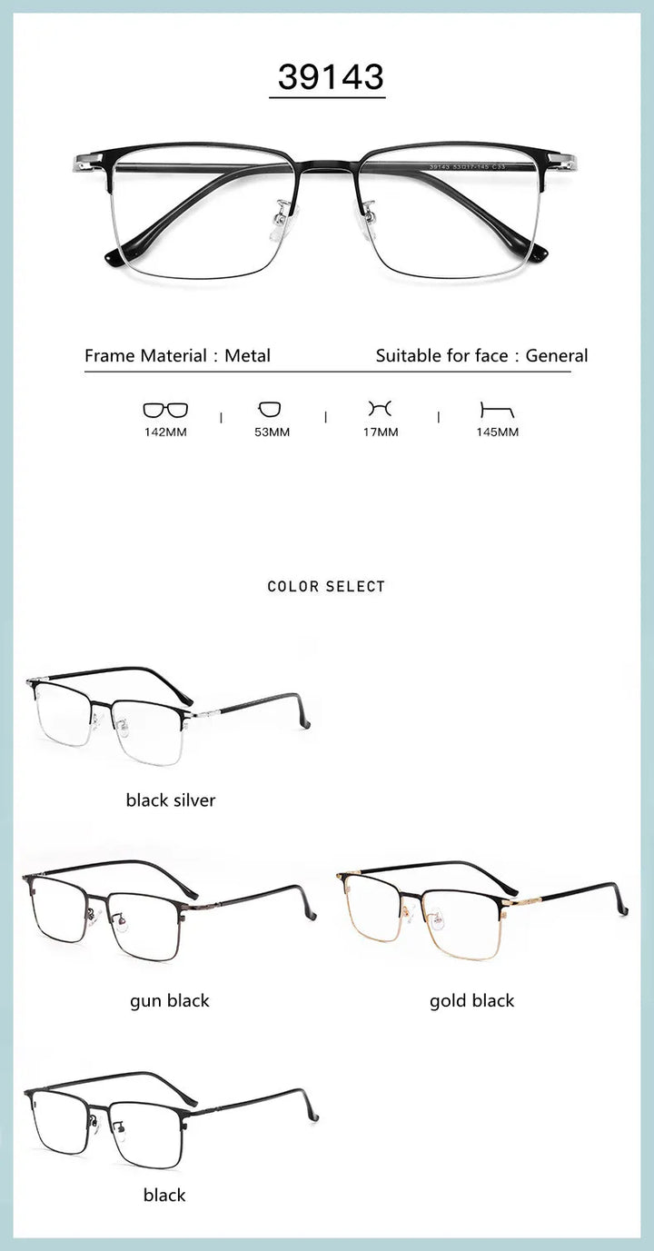 Kocolior Unisex Full Rim Square Alloy Hyperopic Reading Glasses 39143 Reading Glasses Kocolior