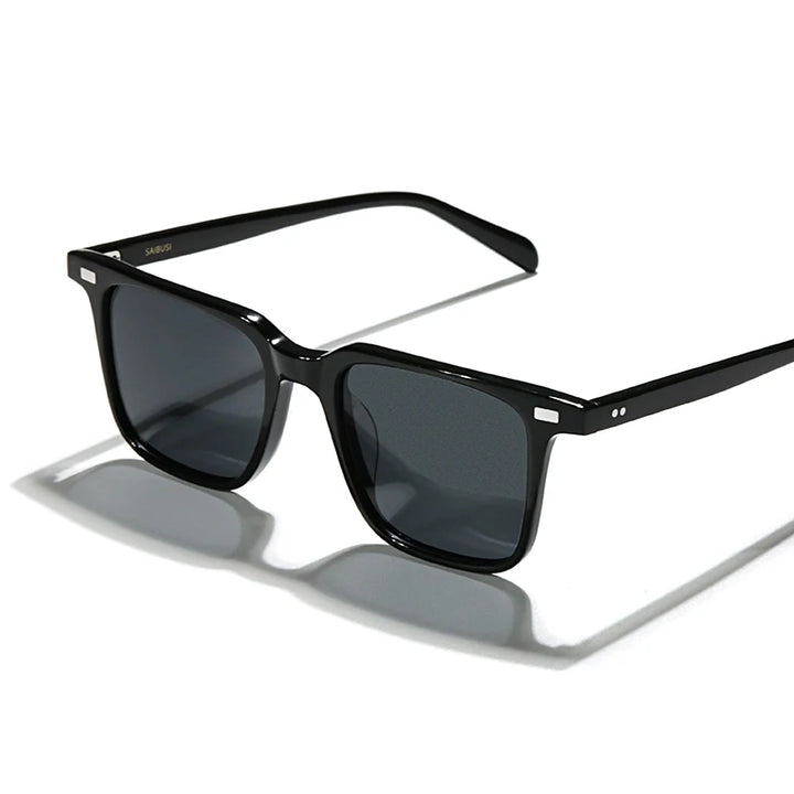 Hewei Unisex Full Rim Square Acetate Polarized Sunglasses 0003 Sunglasses Hewei black-grey Other