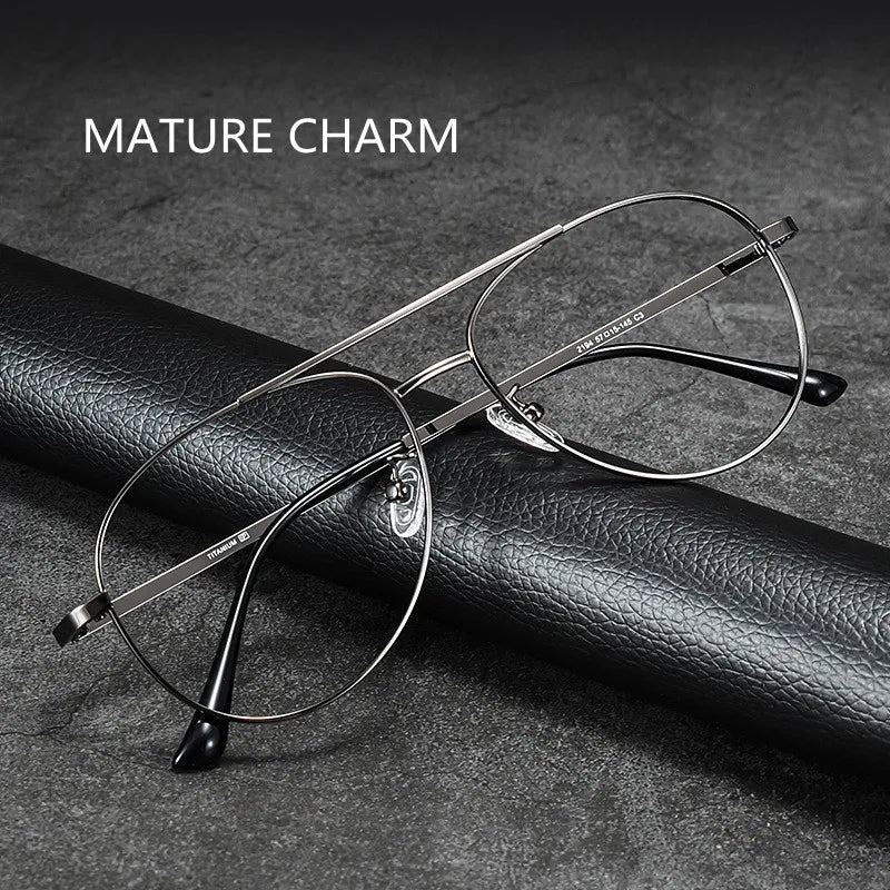Kocolior Unisex Full Rim Large Oval Double Bridge Titanium Eyeglasses 2194 Full Rim Kocolior