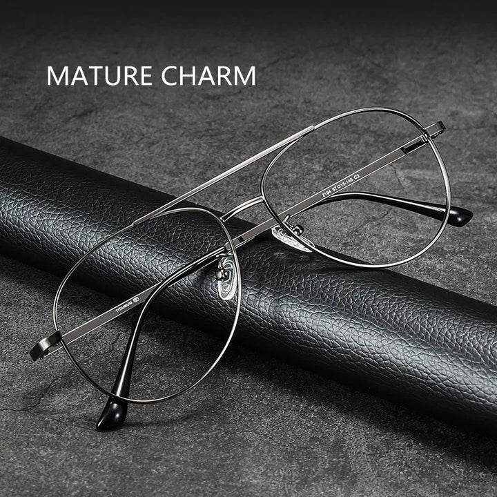 Kocolior Unisex Full Rim Large Oval Double Bridge Titanium Eyeglasses 2194 Full Rim Kocolior