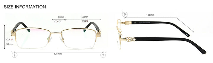 Esnbie Women's Semi Rim Square Stainless Steel Acetate Eyeglasses 3517 Semi Rim Esnbie