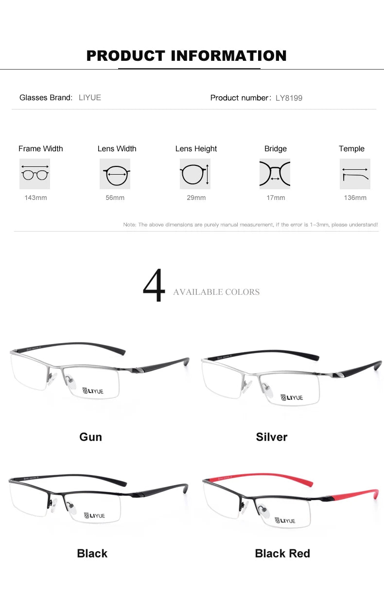 Oveliness Men's Semi Rim Square Brow Line Alloy Eyeglasses 78199 Semi Rim Oveliness