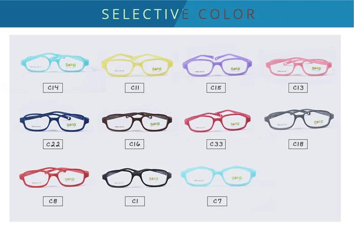 Secg Unisex Children's Full Rim Square Tr 90 Titanium Eyeglasses 18819 Full Rim Secg