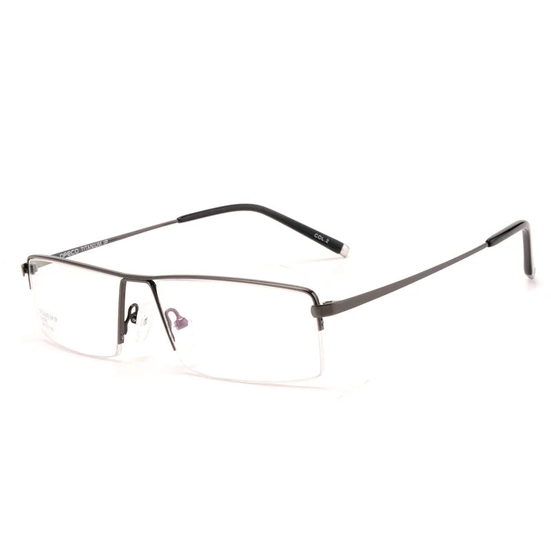 Reven Jate Men's Semi Rim Square Titanium Eyeglasses 68095