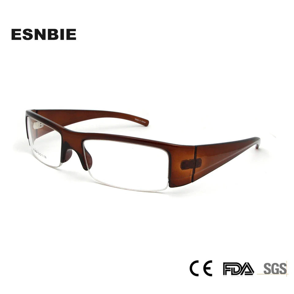 Esnbie Men's Semi Rim Thick Tr 90 Titanium Eyeglasses 4004 Semi Rim Esnbie
