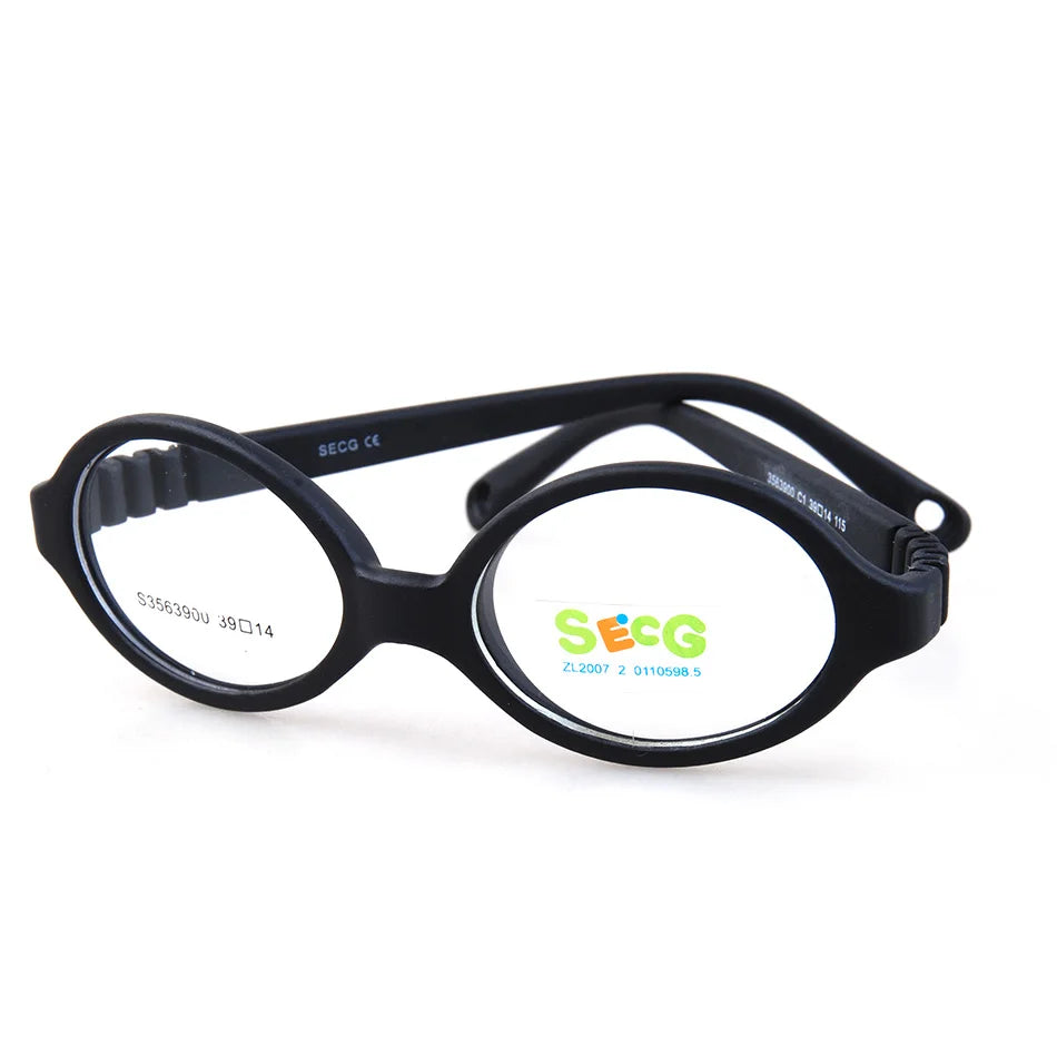 Secg Unisex Children's Full Rim Round Tr 90 Silicone Eyeglasses 3563 Full Rim Secg C1