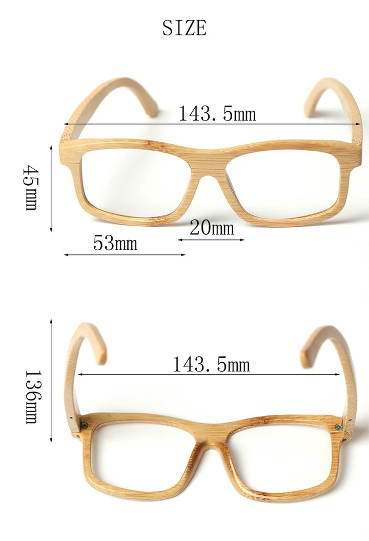 Hdcrafter Unisex Full Rim Square Bamboo Wood Eyeglasses 56191 Full Rim Hdcrafter Eyeglasses