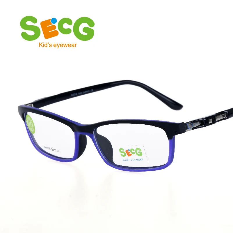 Secg Unisex Children's Full Rim Square Silicone Tr 90 Eyeglasses Full Rim Secg C61