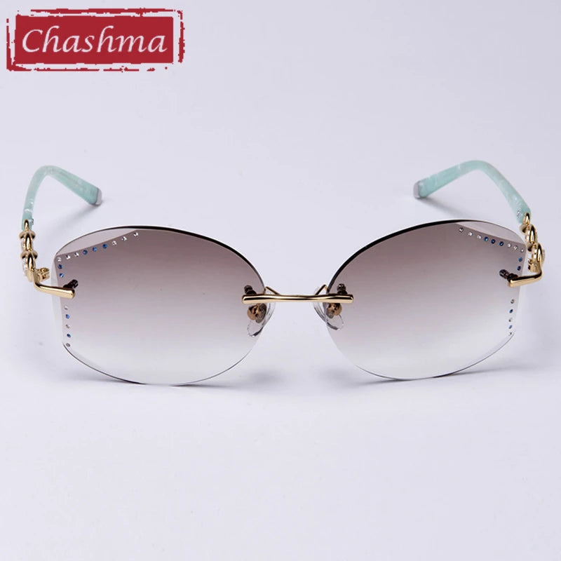 Chashma Women's Rimless Oval Gradient Tint Titanium Eyeglasses 58102 Rimless Chashma