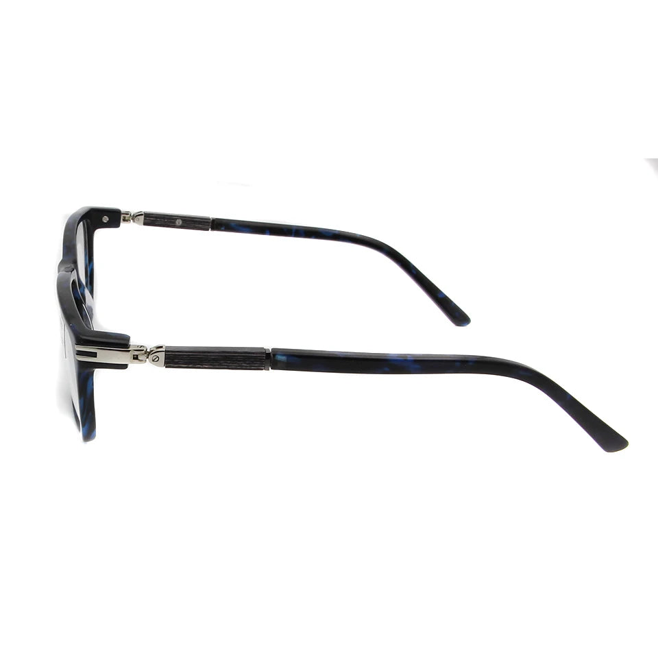 Esnbie Unisex Full Rim Square Acetate Wood Glass Eyeglasses 6350 Full Rim Esnbie