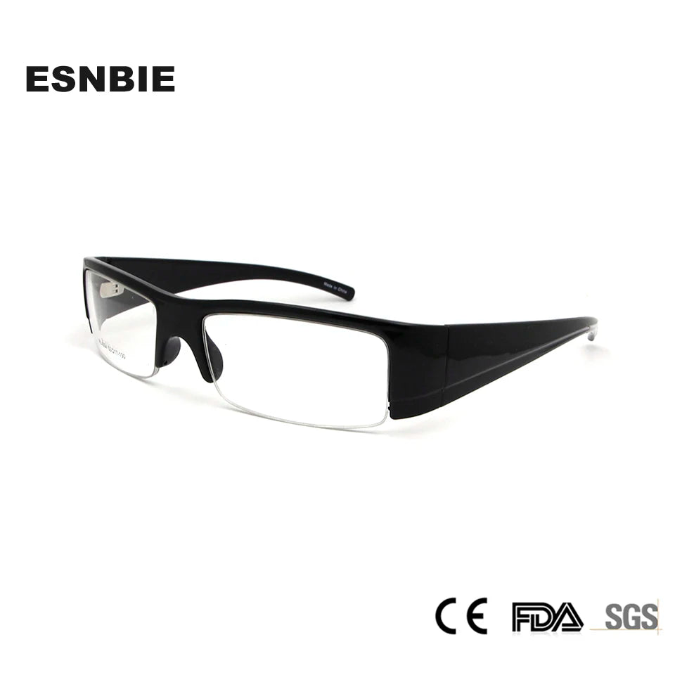 Esnbie Men's Semi Rim Thick Tr 90 Titanium Eyeglasses 4004 Semi Rim Esnbie