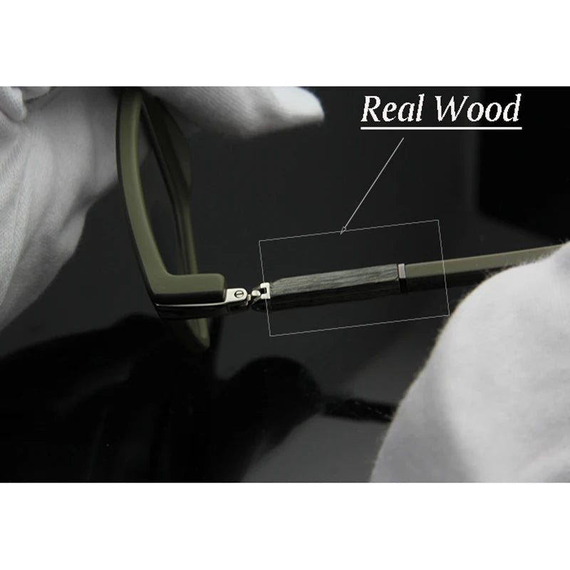Esnbie Unisex Full Rim Square Acetate Wood Glass Eyeglasses 6350 Full Rim Esnbie